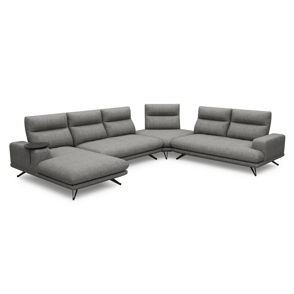 GAVORA – Push-Back Fabric Sofa with Adjustable Backrest (Left Corner)