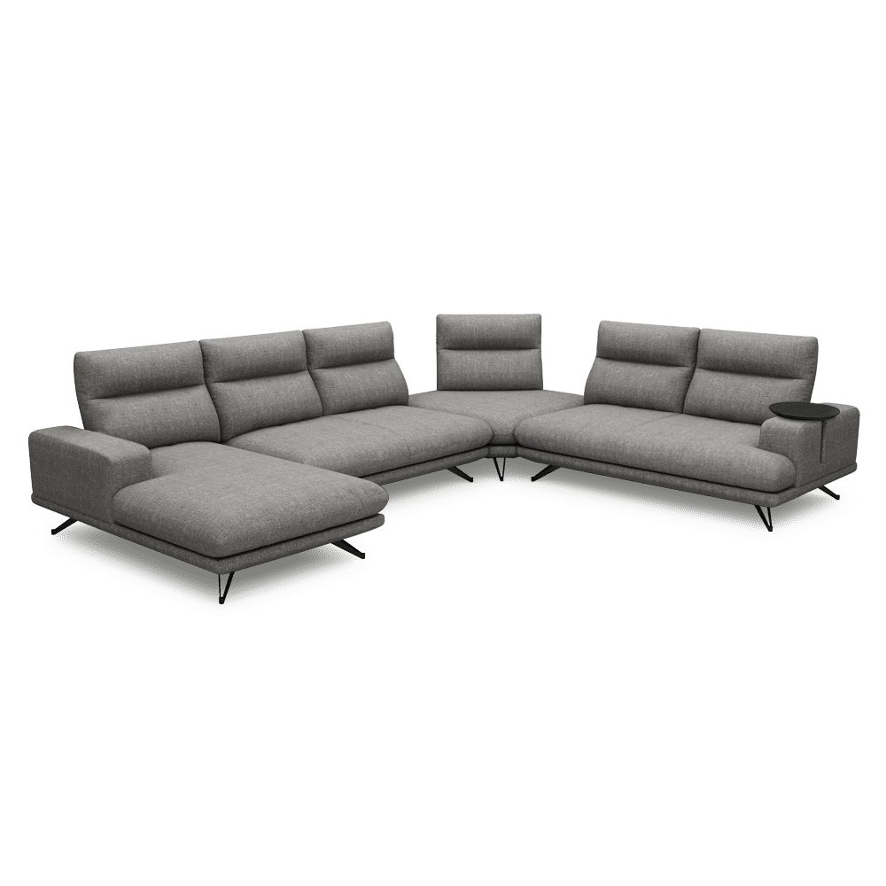 GAVORA – Push-Back Fabric Sofa with Adjustable Backrest (Left Corner)