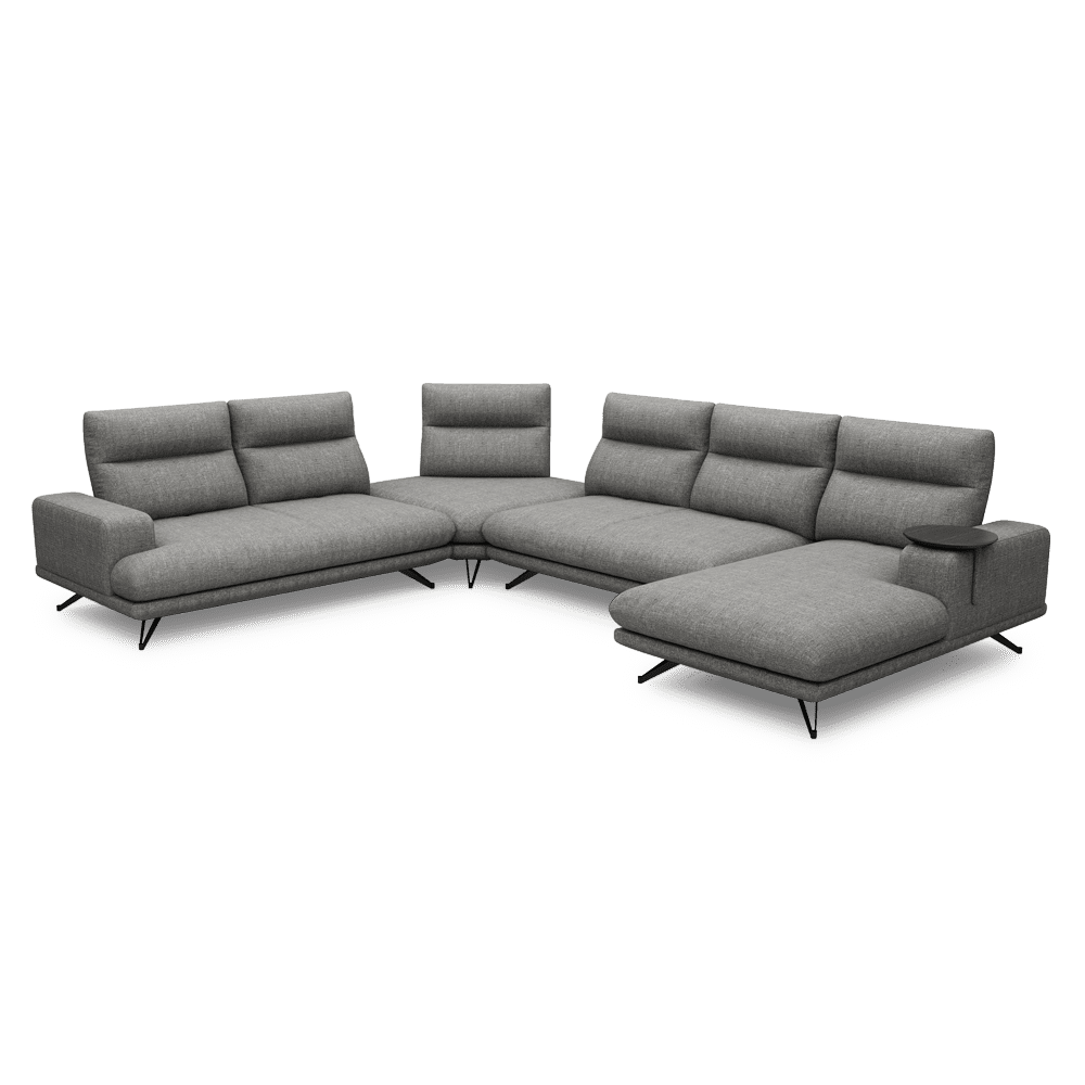GAVORA – Push-Back Fabric Sofa with Adjustable Backrest (Right Corner)