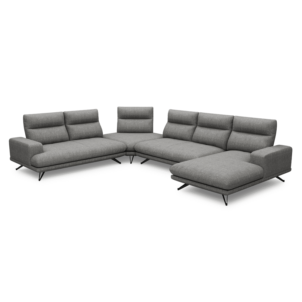 GAVORA – Push-Back Fabric Sofa with Adjustable Backrest (Right Corner)