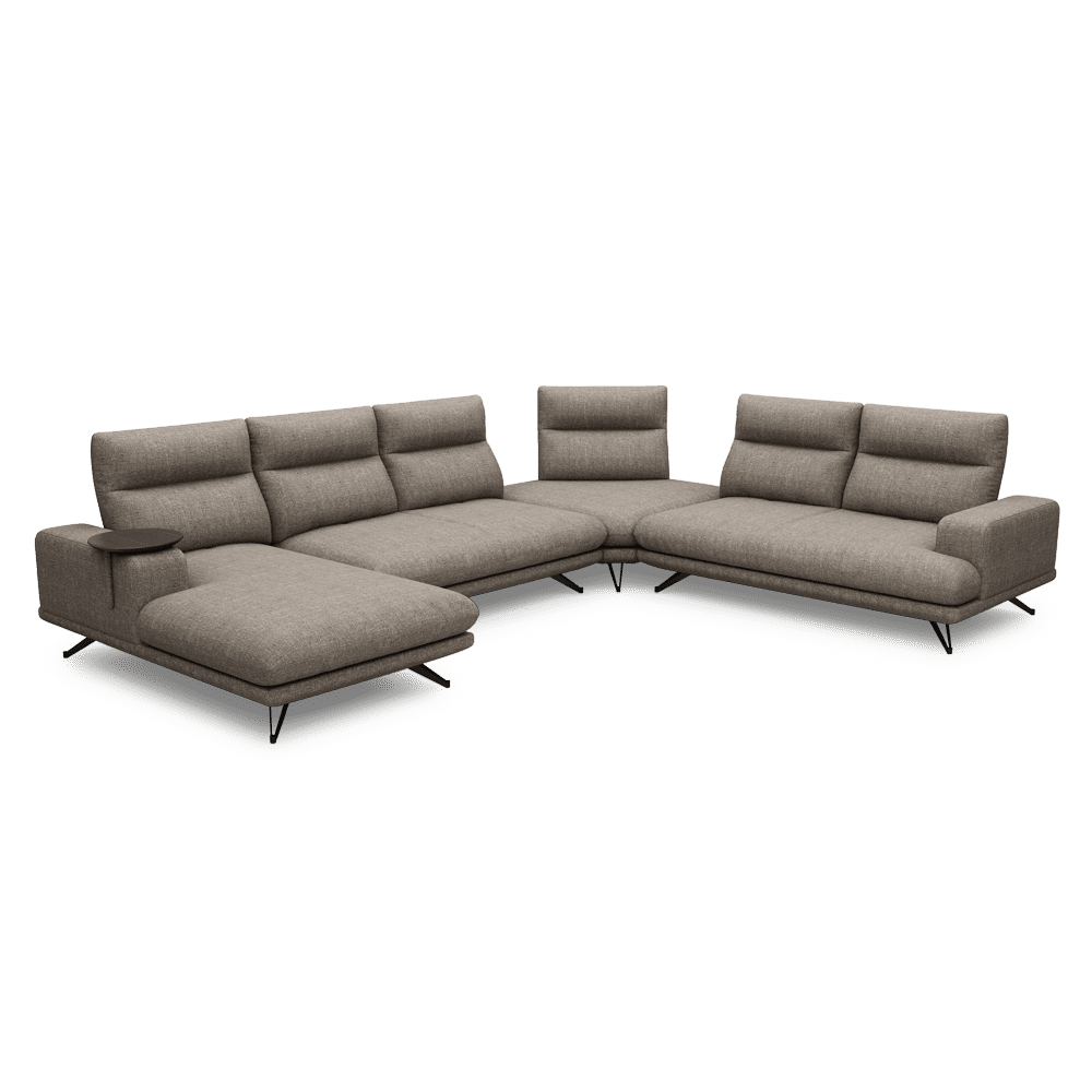 GAVORA – Push-Back Fabric Sofa with Adjustable Backrest (Left Corner)