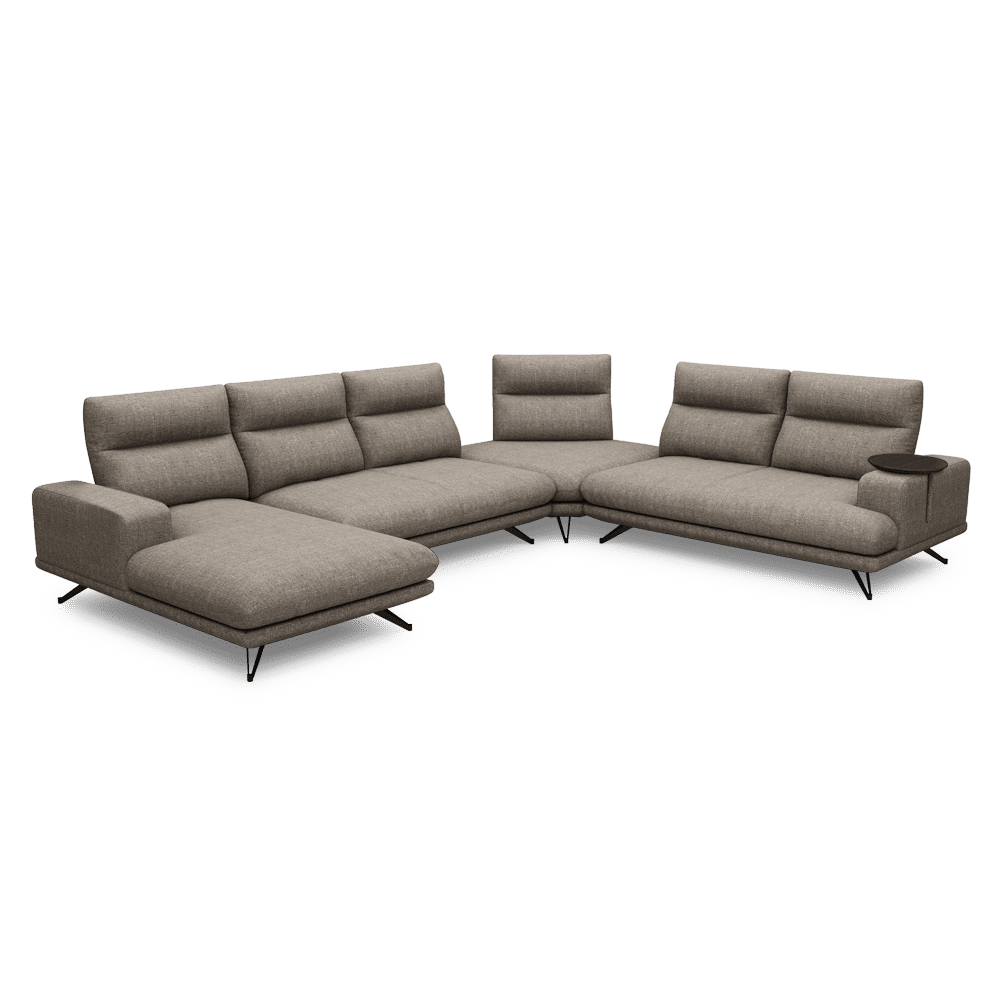 GAVORA – Push-Back Fabric Sofa with Adjustable Backrest (Left Corner)