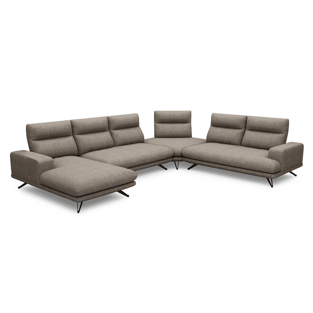 GAVORA – Push-Back Fabric Sofa with Adjustable Backrest (Left Corner)