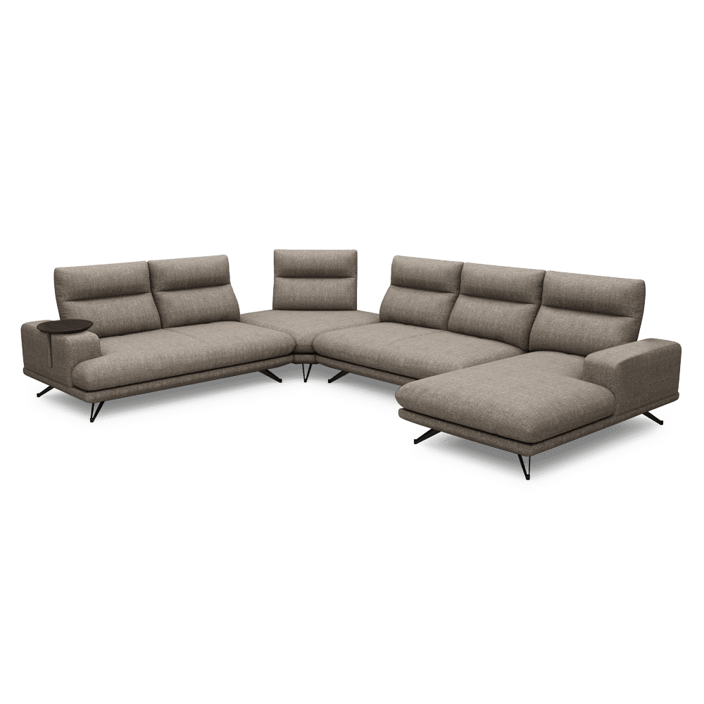 GAVORA – Push-Back Fabric Sofa with Adjustable Backrest (Right Corner)