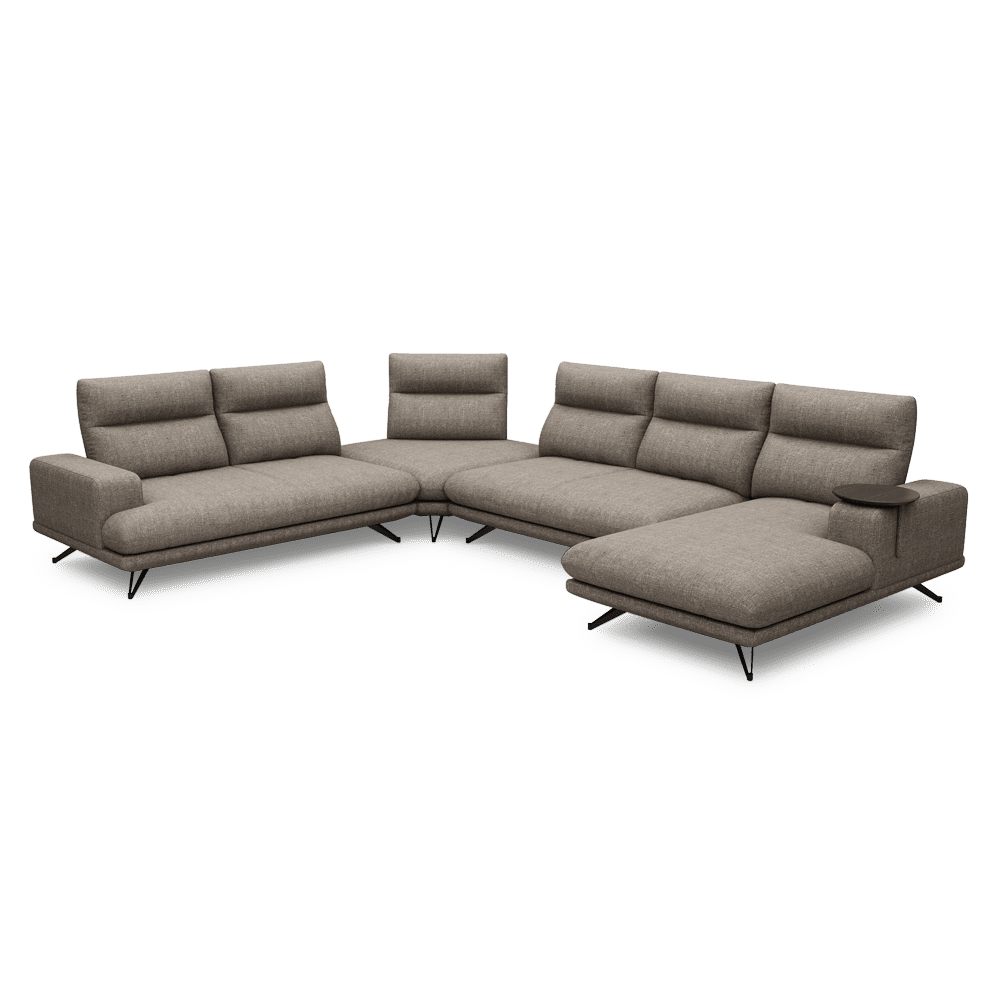 GAVORA – Push-Back Fabric Sofa with Adjustable Backrest (Right Corner)