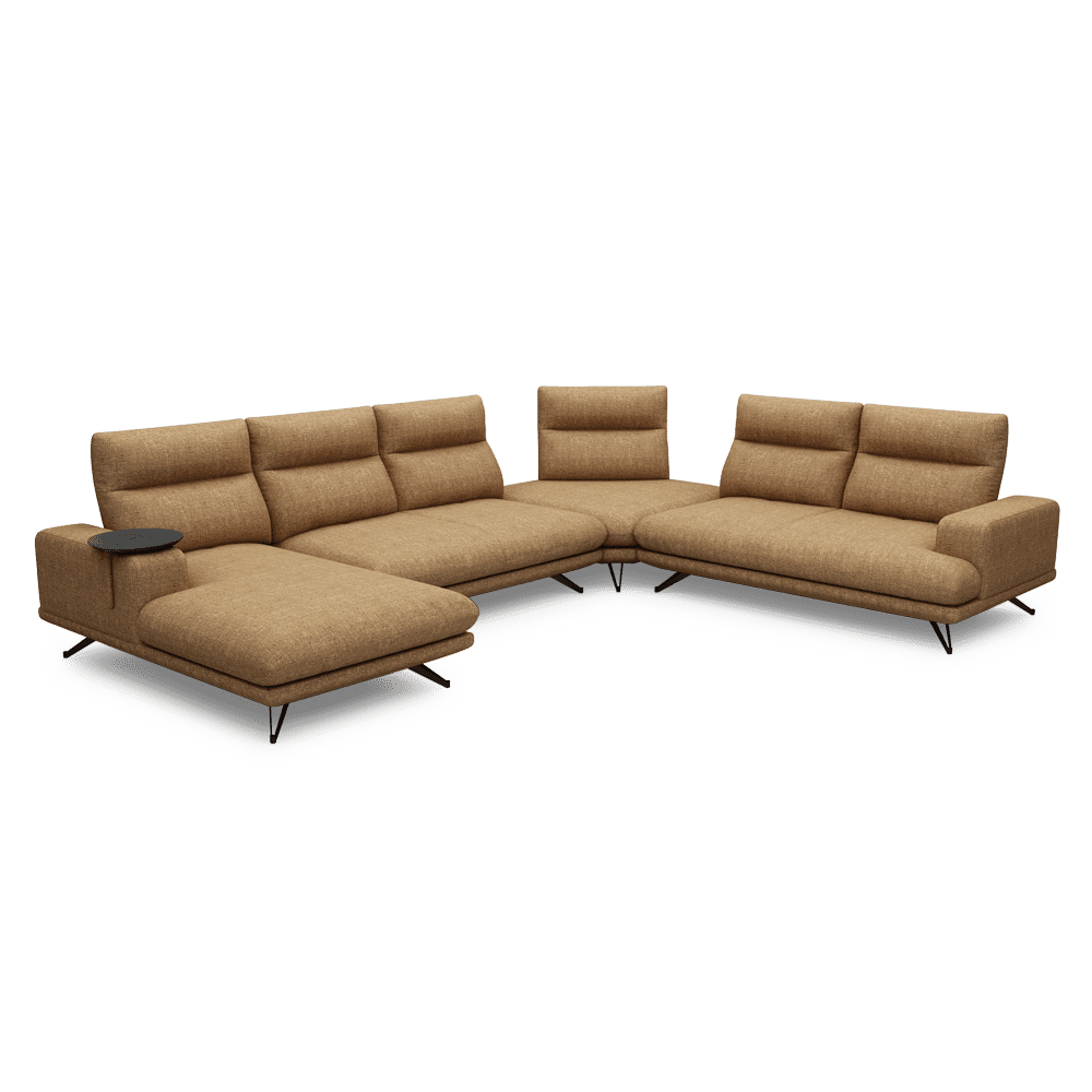 GAVORA – Push-Back Fabric Sofa with Adjustable Backrest (Left Corner)