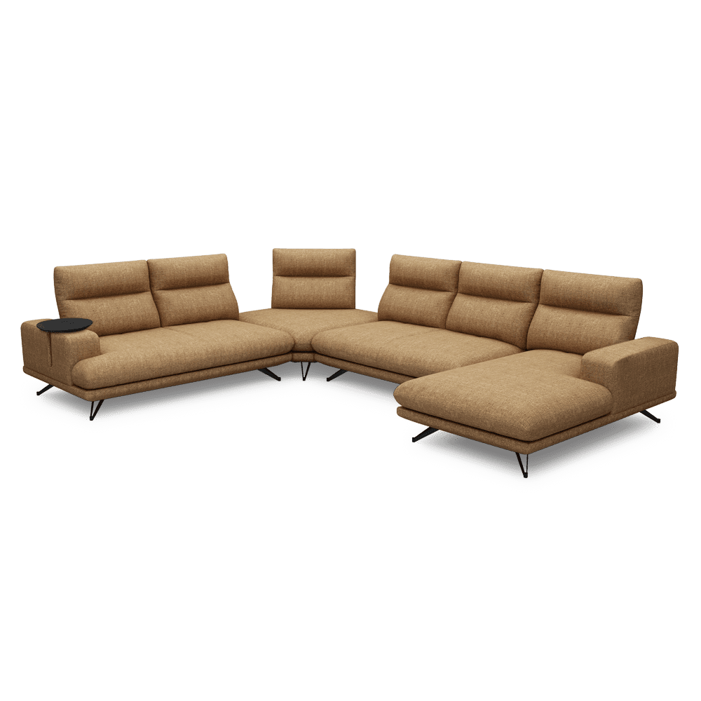 GAVORA – Push-Back Fabric Sofa with Adjustable Backrest (Right Corner)