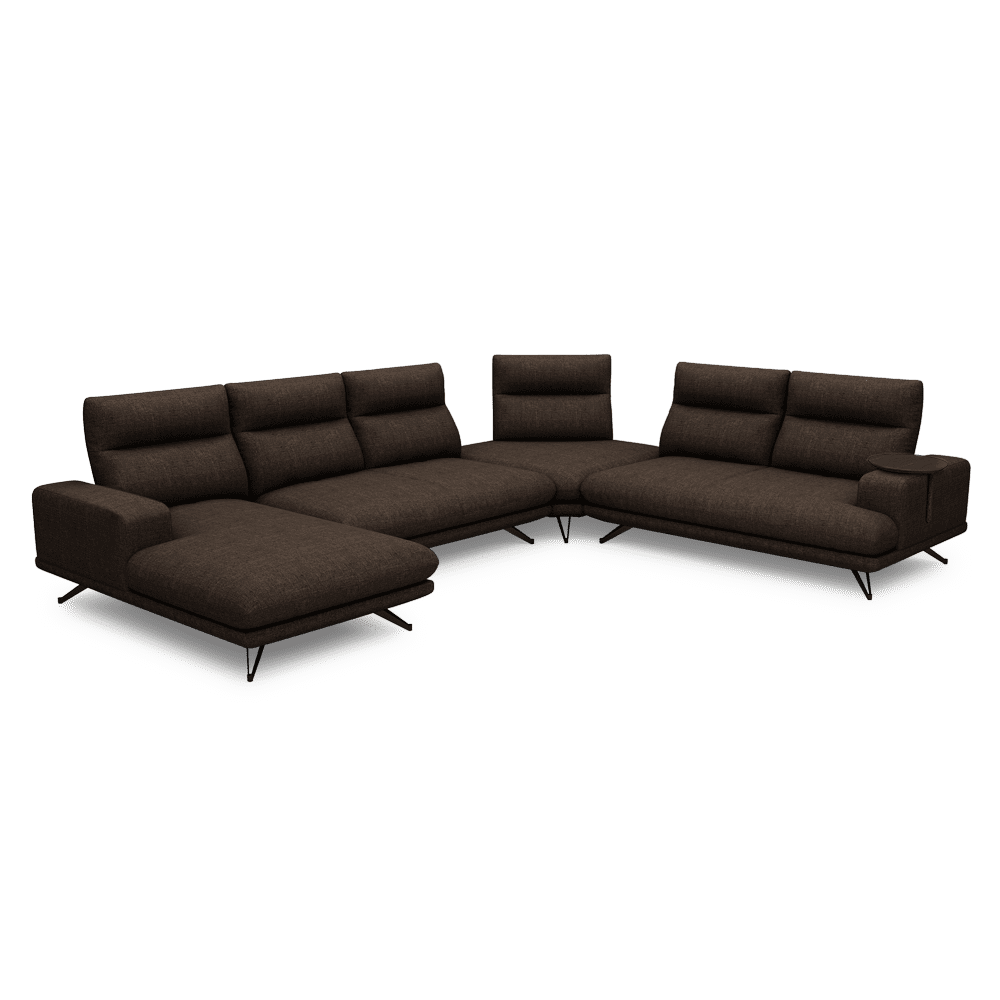 GAVORA – Push-Back Fabric Sofa with Adjustable Backrest (Left Corner)