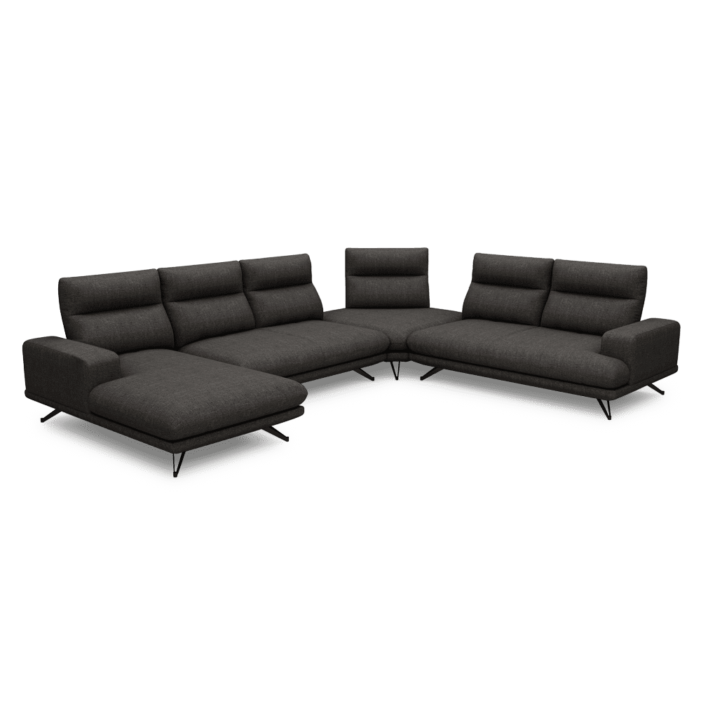 GAVORA – Push-Back Fabric Sofa with Adjustable Backrest (Left Corner)