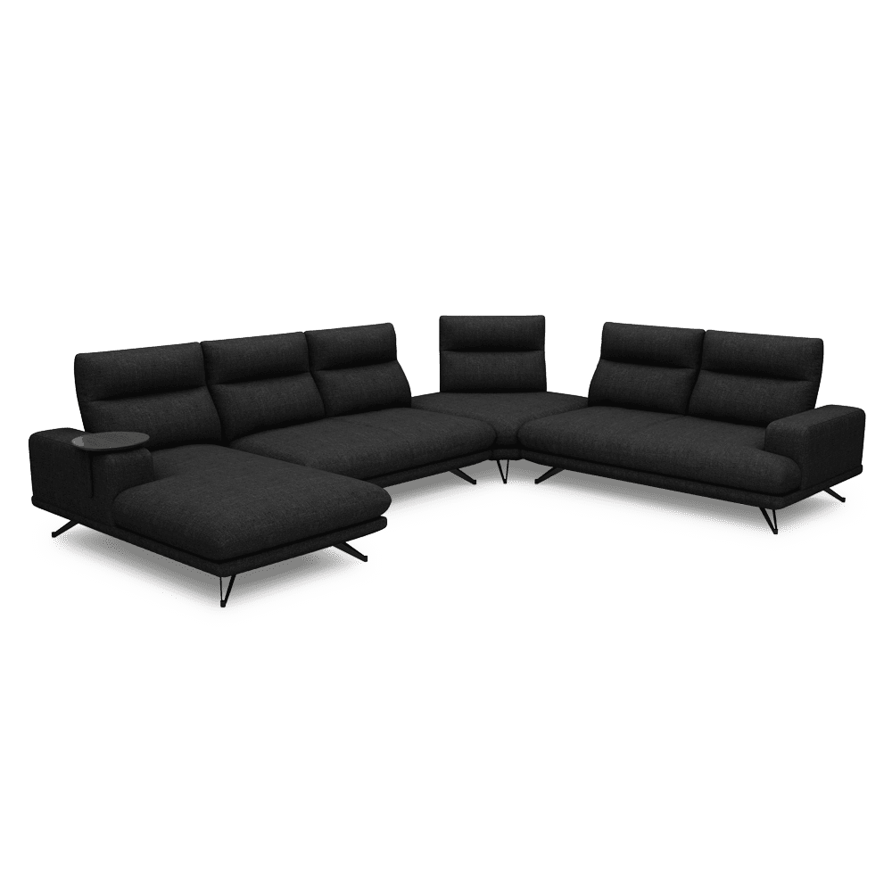 GAVORA – Push-Back Fabric Sofa with Adjustable Backrest (Left Corner)