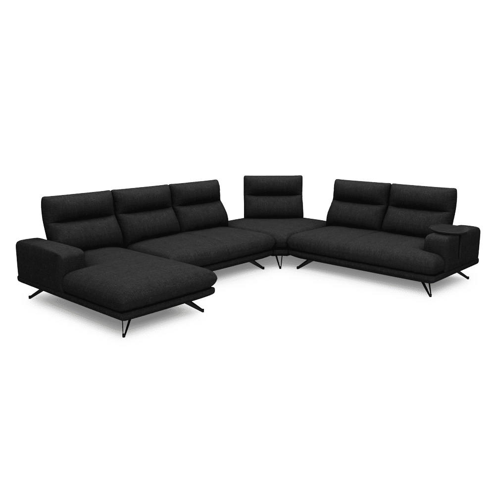 GAVORA – Push-Back Fabric Sofa with Adjustable Backrest (Left Corner)