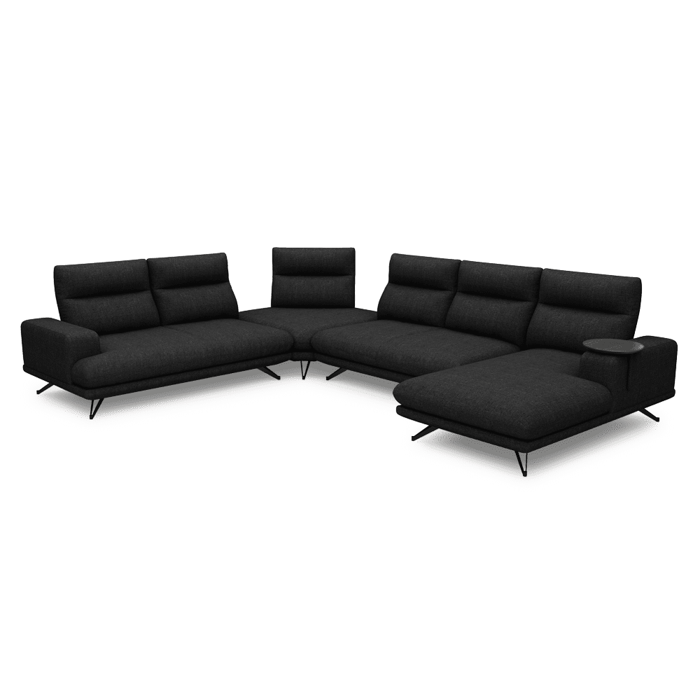 GAVORA – Push-Back Fabric Sofa with Adjustable Backrest (Right Corner)