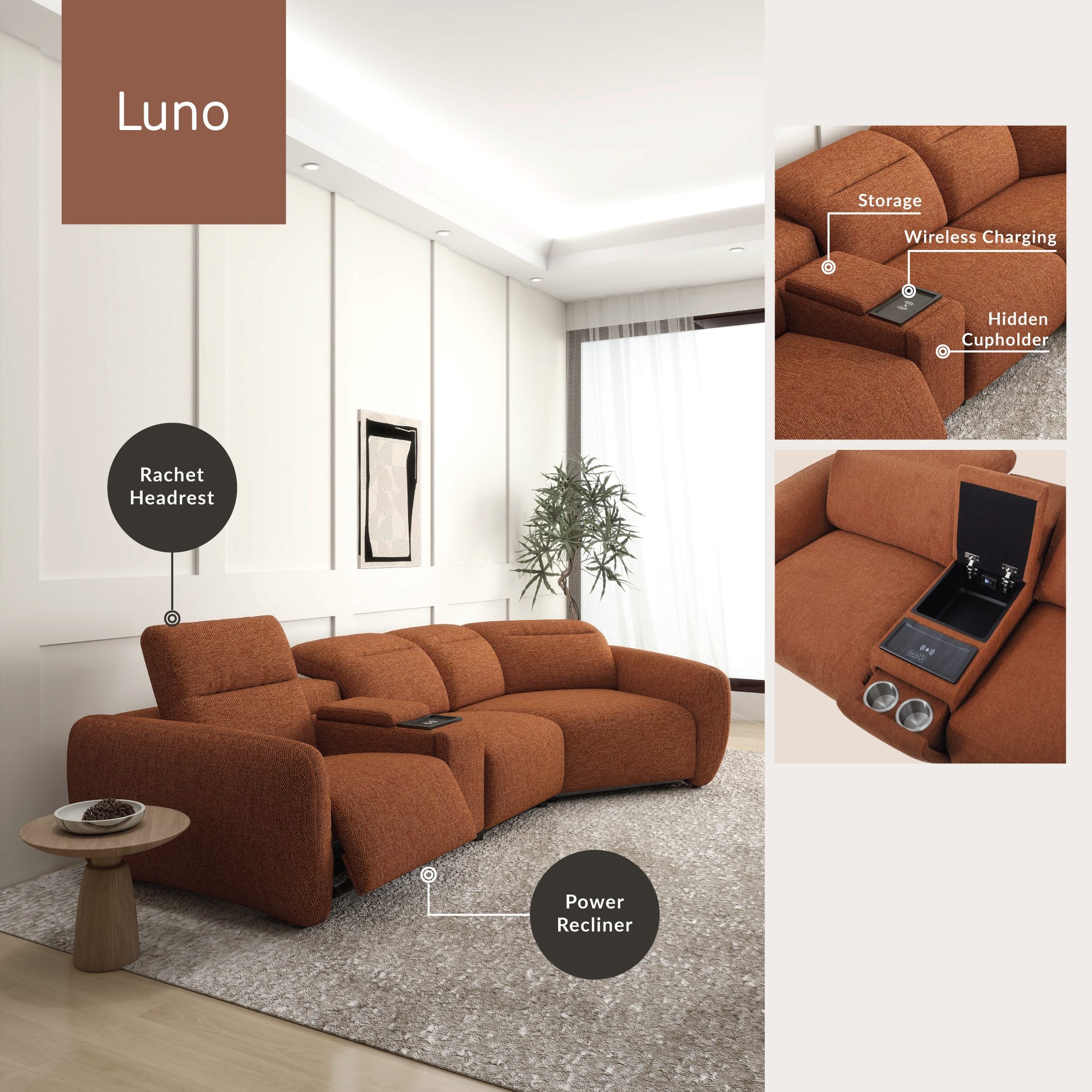 LUNO – Rounded Recliner Sofa