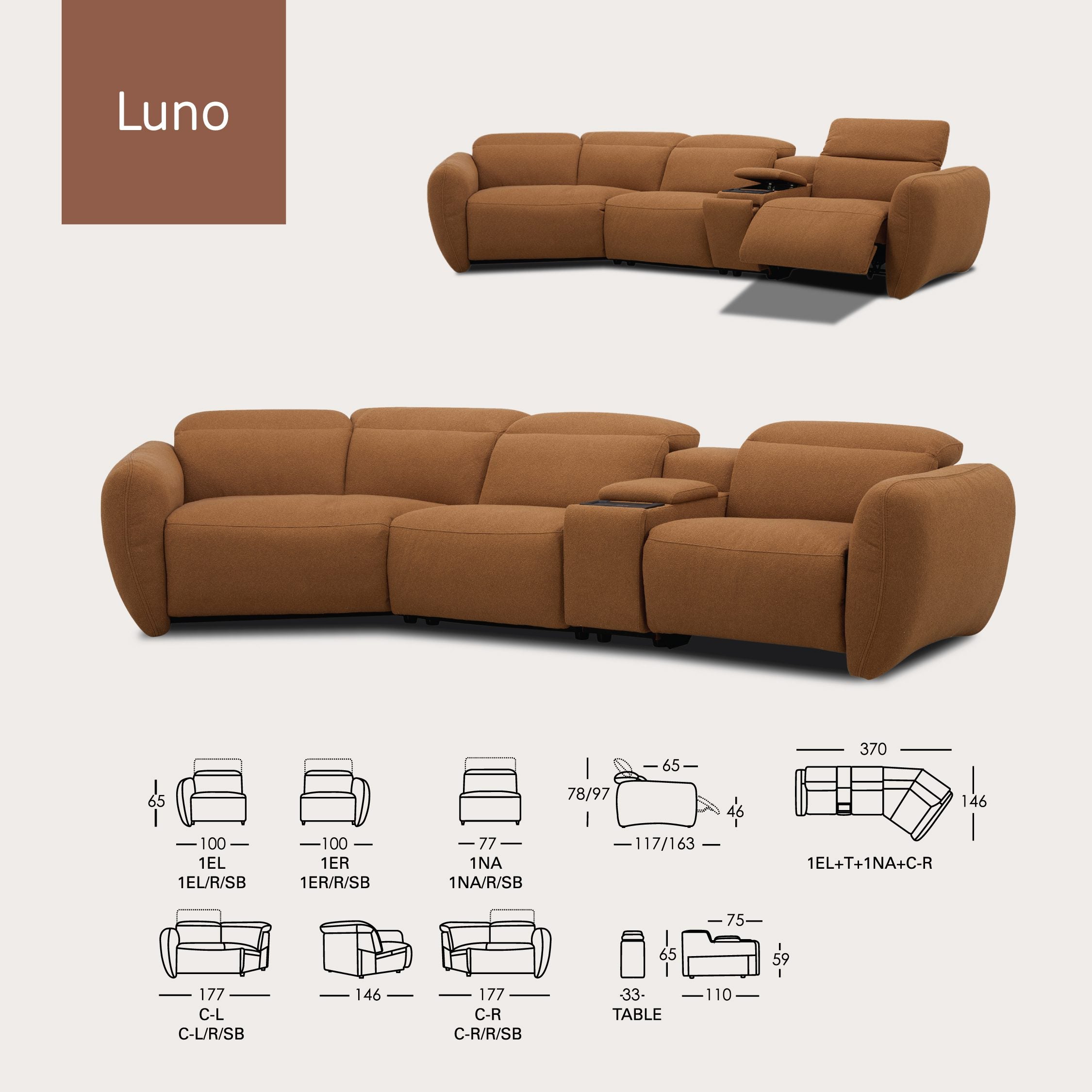 LUNO – Rounded Recliner Sofa