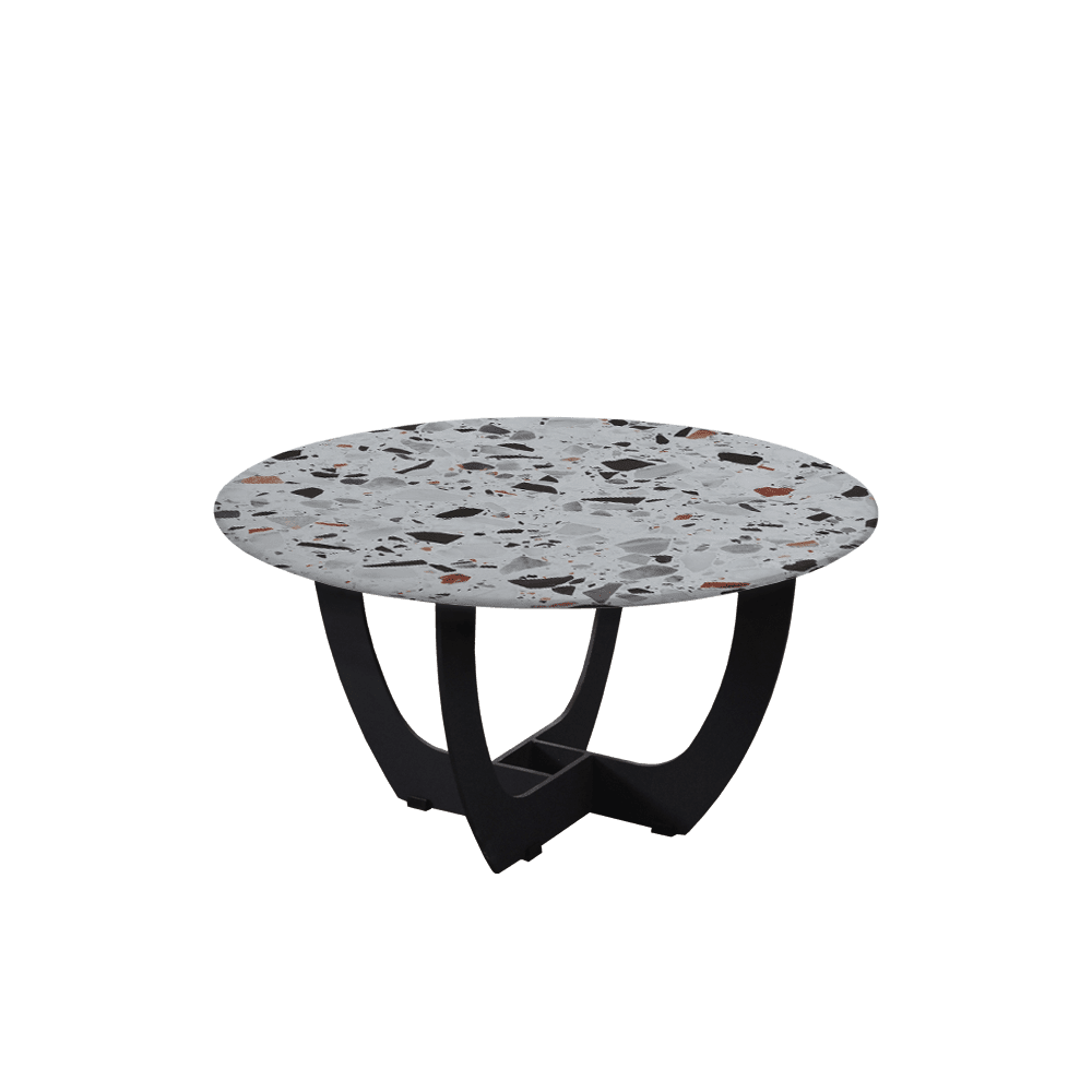 Mix & Match Round Marble Coffee Table with Black Curved Metal Base