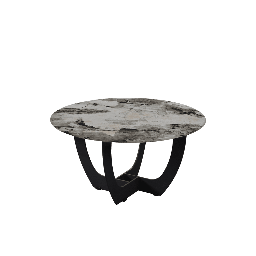 Mix & Match Round Marble Coffee Table with Black Curved Metal Base