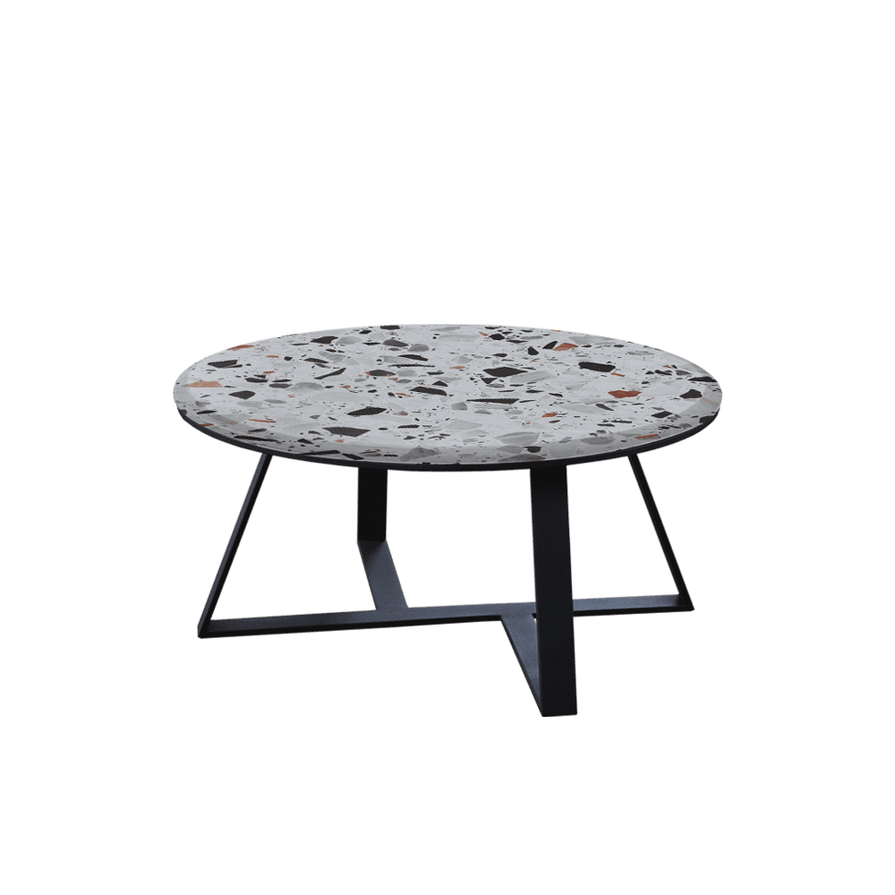 Mix & Match Round Marble Coffee Table with Triangle Metal Base