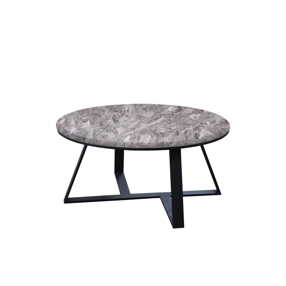 Mix & Match Round Marble Coffee Table with Triangle Metal Base