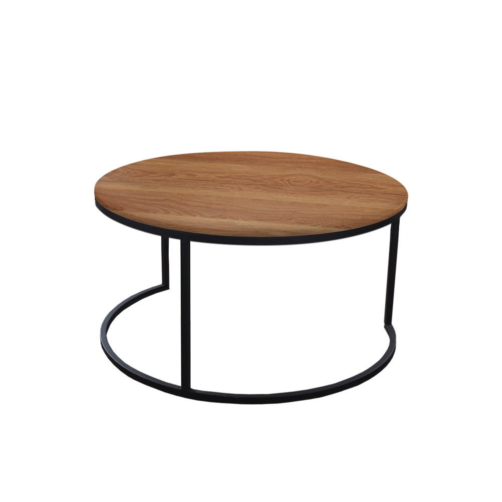 Mix & Match Round Marble Coffee Table with C-shaped Metal Base