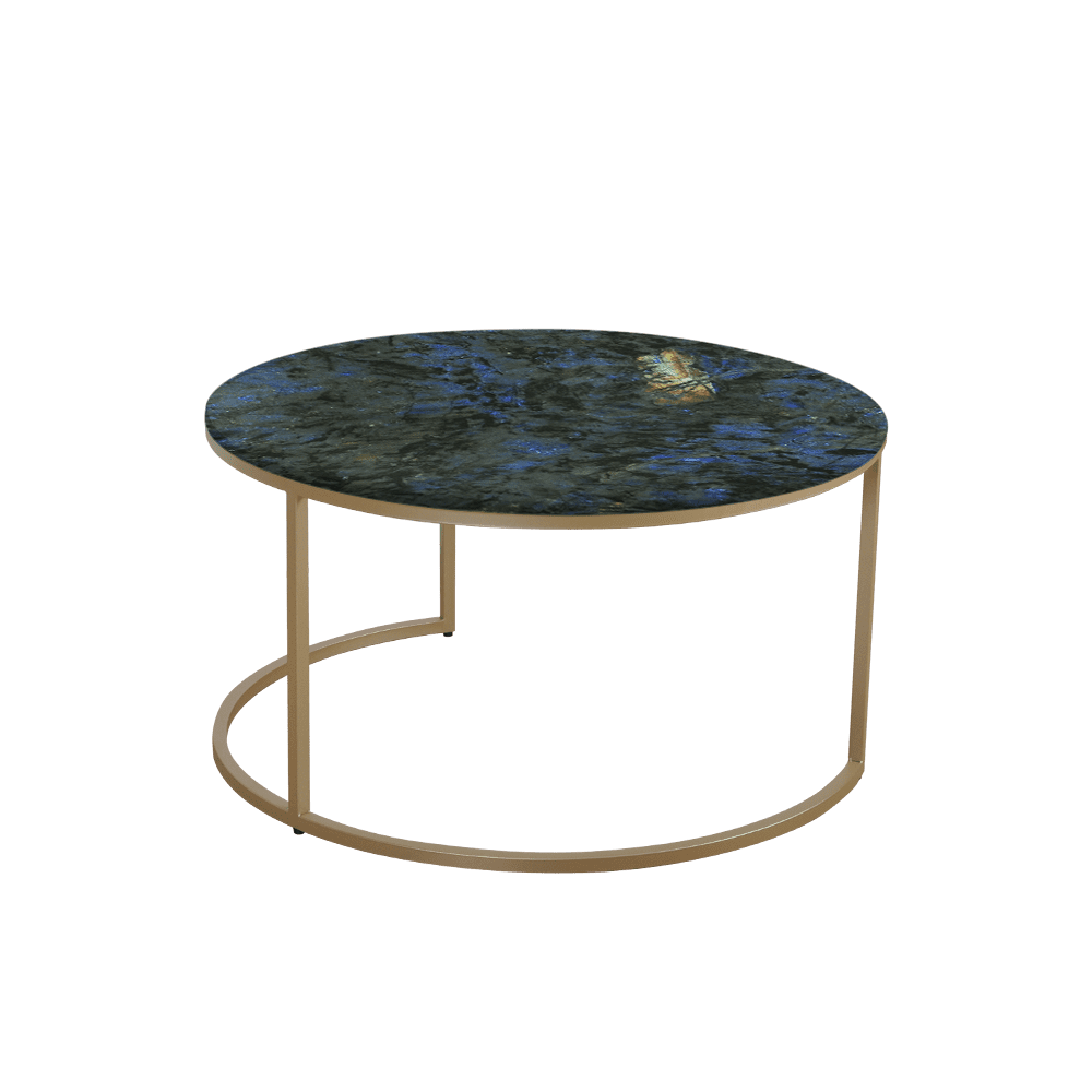 Mix & Match Round Marble Coffee Table with Gold C-shaped Metal Base