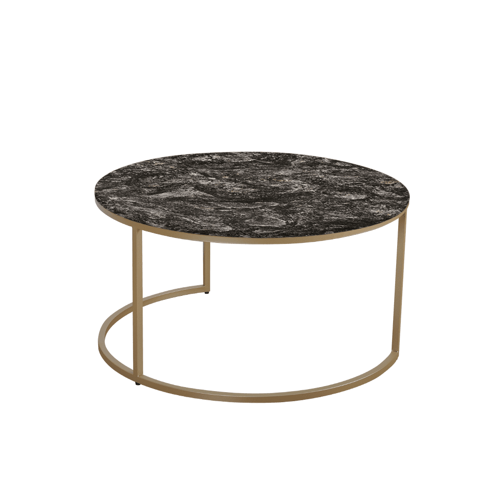Mix & Match Round Marble Coffee Table with Gold C-shaped Metal Base