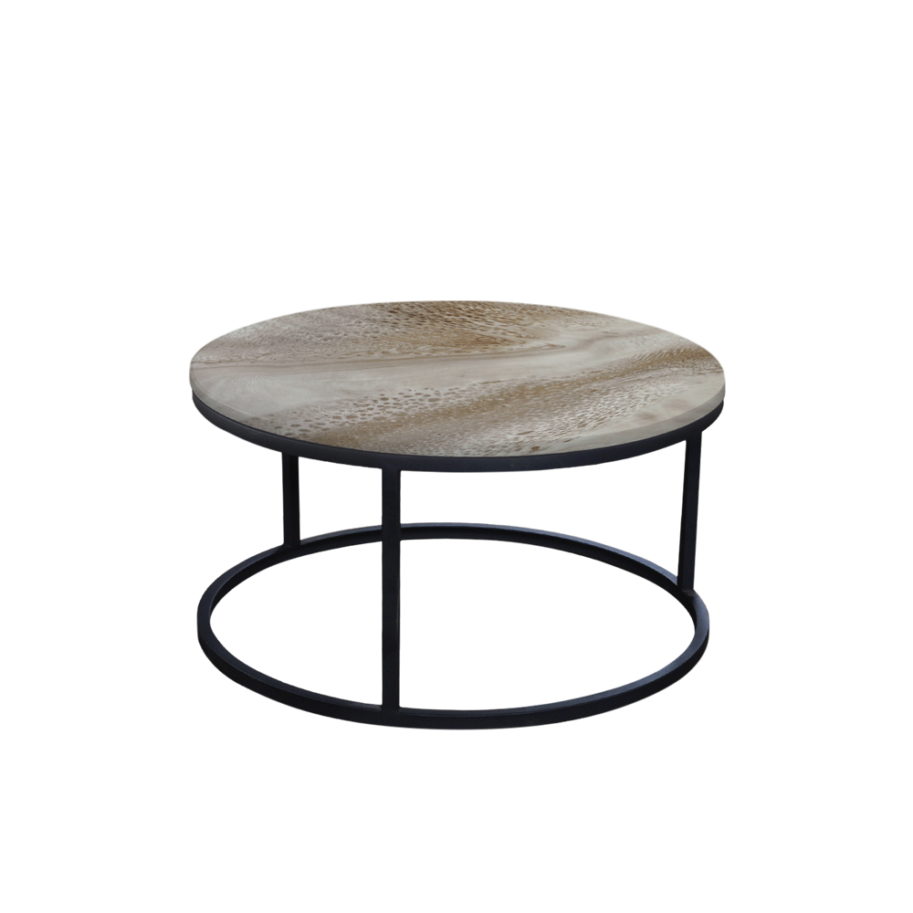 Mix & Match Round Marble Coffee Table with Black Round Metal Base