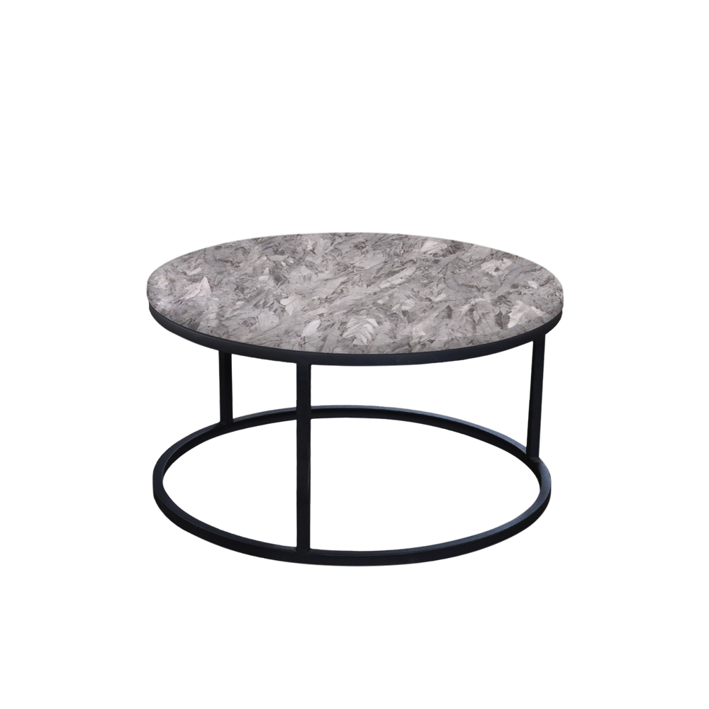 Mix & Match Round Marble Coffee Table with Black Round Metal Base