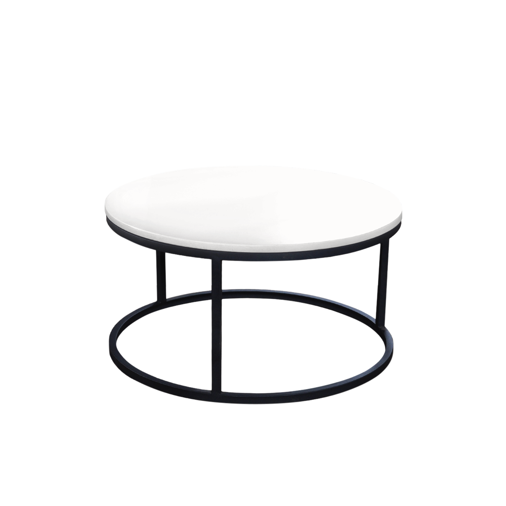 Mix & Match Round Marble Coffee Table with Black Round Metal Base