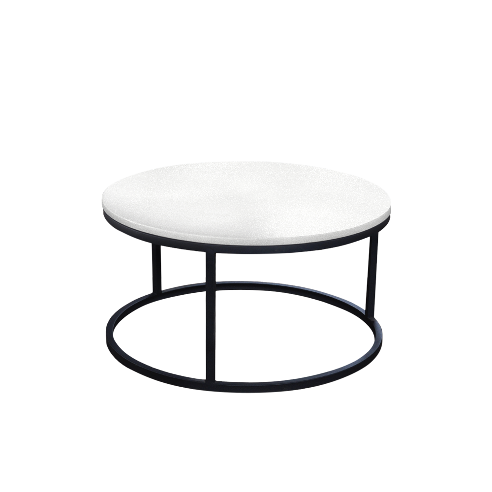 Mix & Match Round Marble Coffee Table with Black Round Metal Base