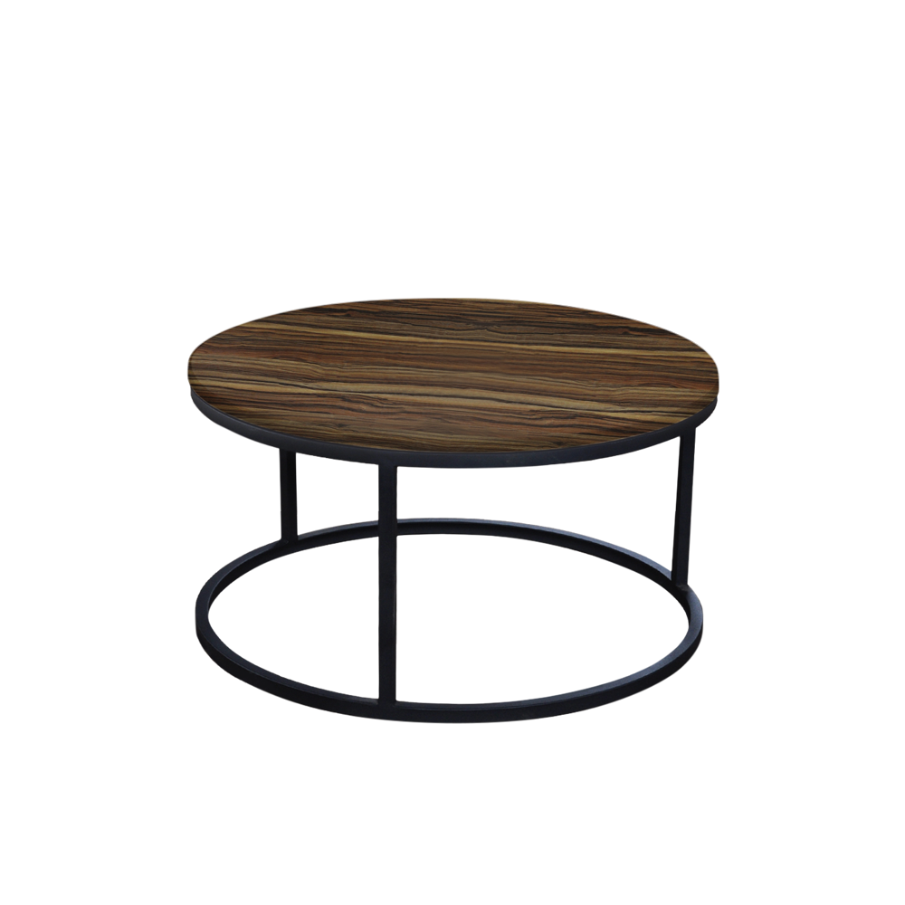 Mix & Match Round Marble Coffee Table with Black Round Metal Base
