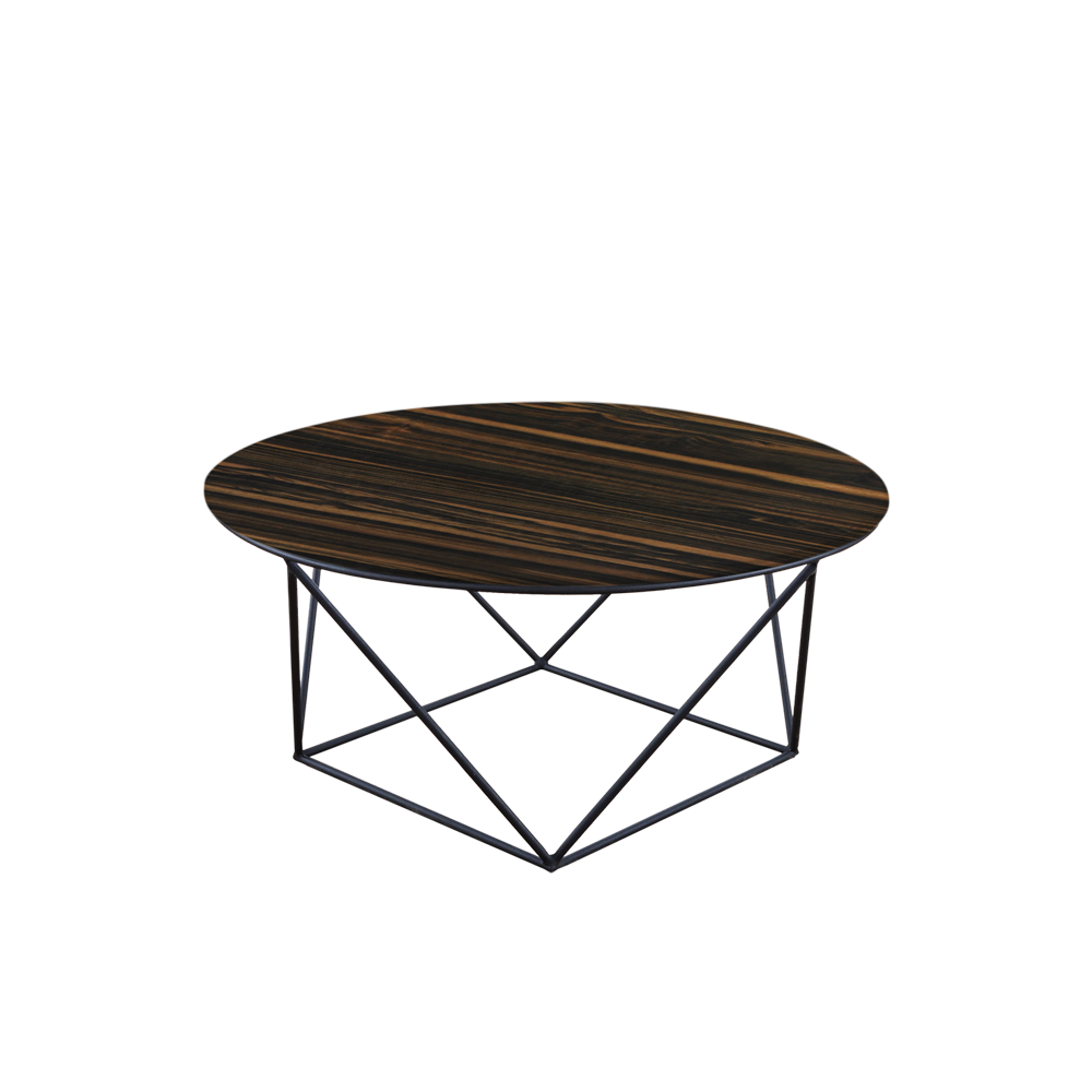 Mix & Match Round Marble Coffee Table with Black Square Geometric Metal Base