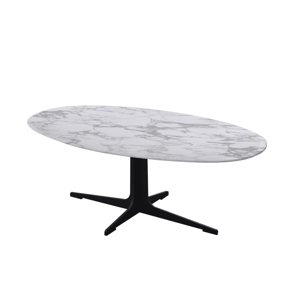 Mix & Match Oval Marble Coffee Table with Black Tree-shaped Metal Base