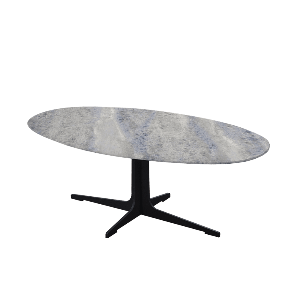 Mix & Match Oval Marble Coffee Table with Black Tree-shaped Metal Base