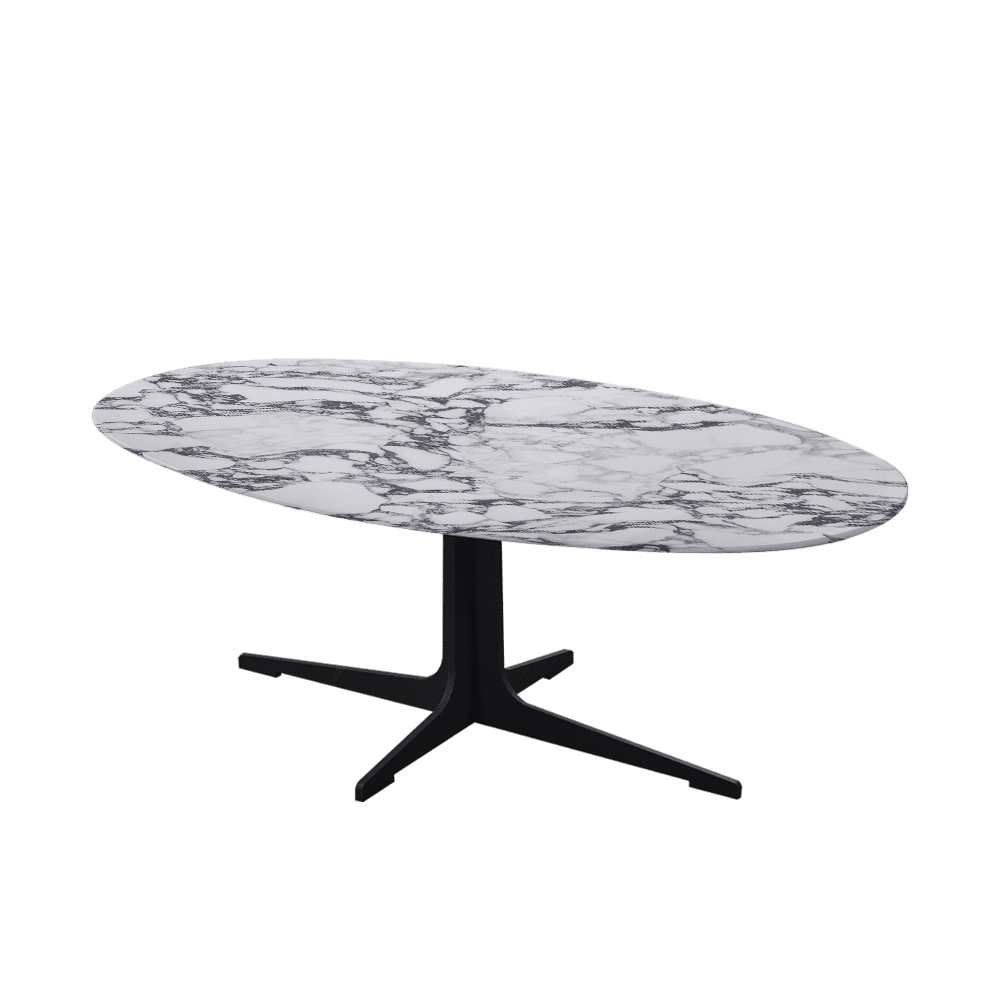Mix & Match Oval Marble Coffee Table with Black Tree-shaped Metal Base