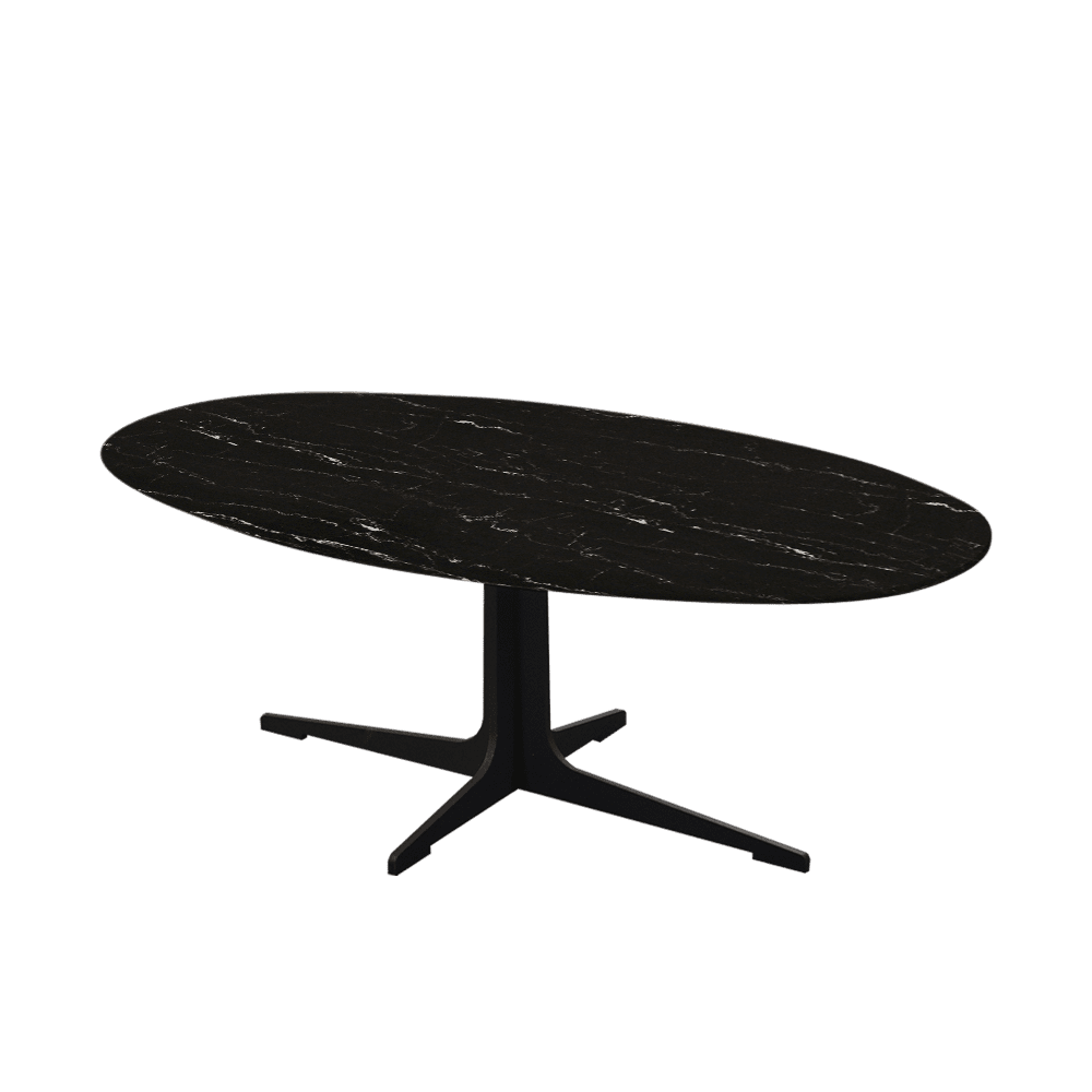 Mix & Match Oval Marble Coffee Table with Black Tree-shaped Metal Base