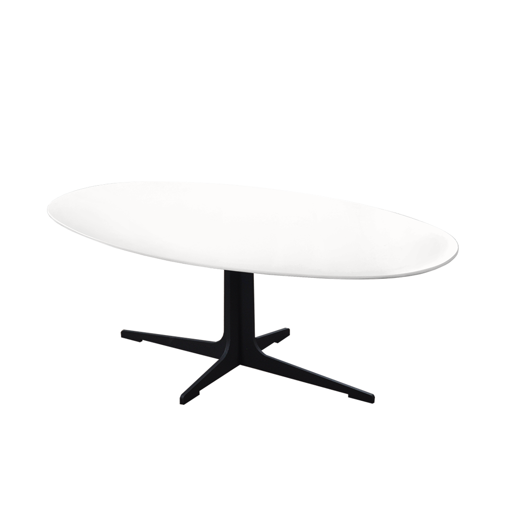 Mix & Match Oval Marble Coffee Table with Black Tree-shaped Metal Base