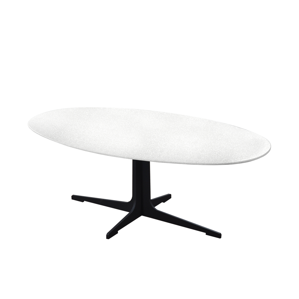 Mix & Match Oval Marble Coffee Table with Black Tree-shaped Metal Base