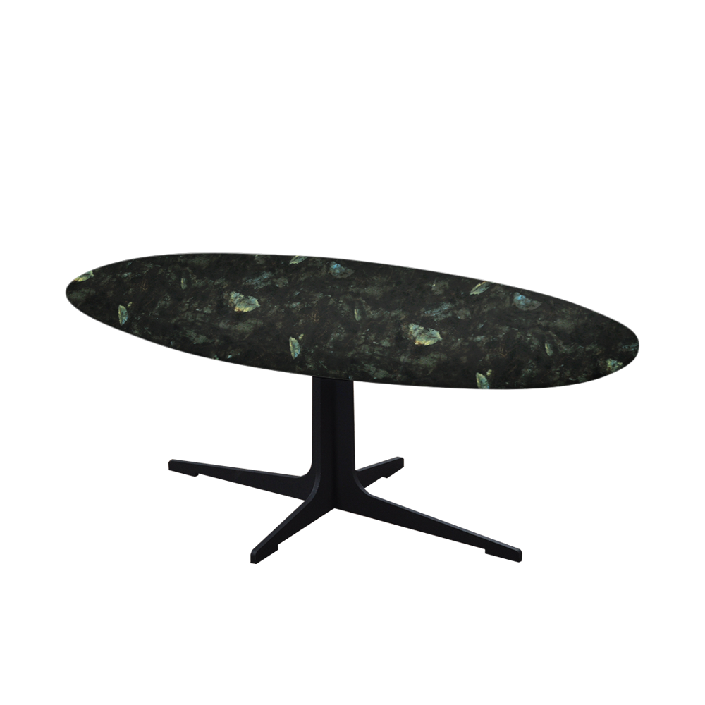 Mix & Match Oval Marble Coffee Table with Black Tree-shaped Metal Base
