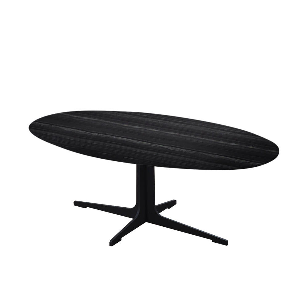 Mix & Match Oval Marble Coffee Table with Black Tree-shaped Metal Base