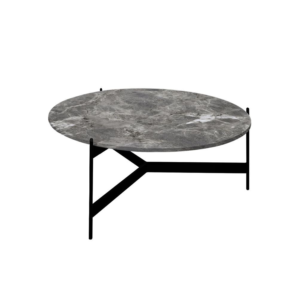 Mix & Match Round Marble Coffee Table with Black Y-shaped Metal Base