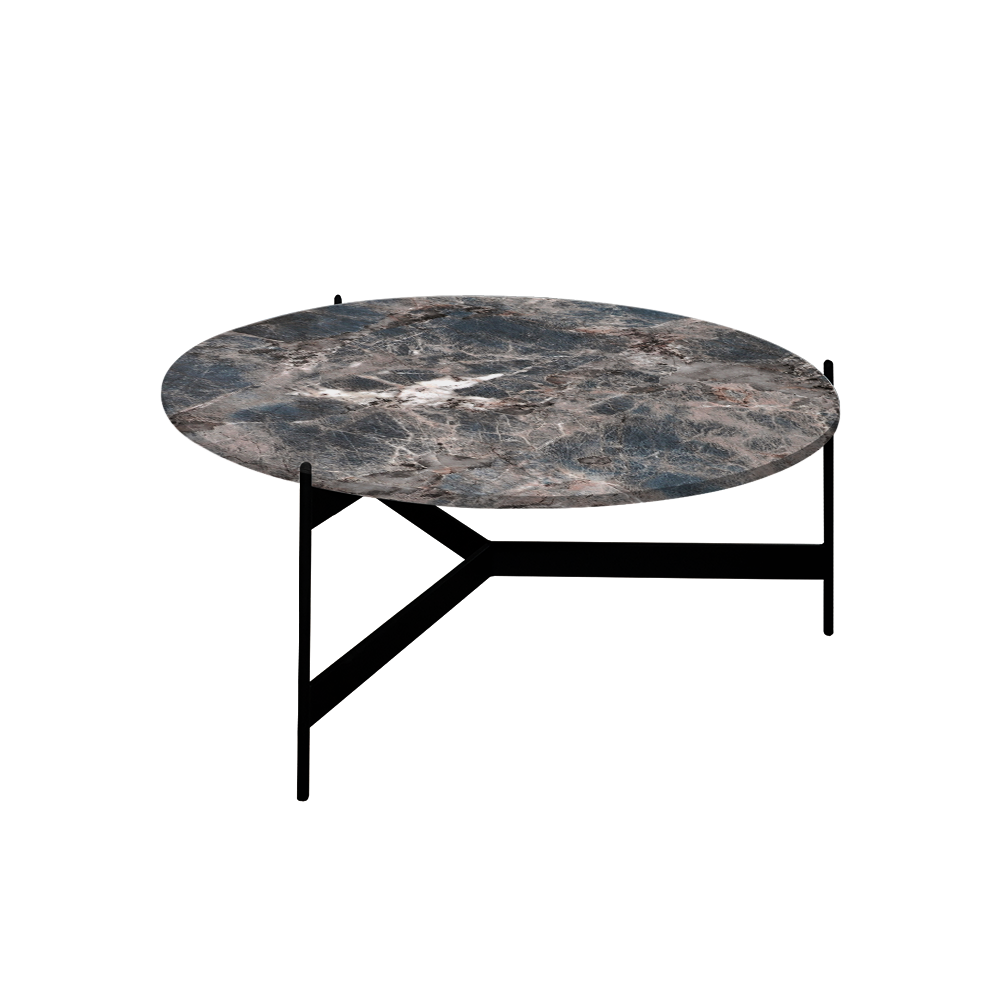 Mix & Match Round Marble Coffee Table with Black Y-shaped Metal Base