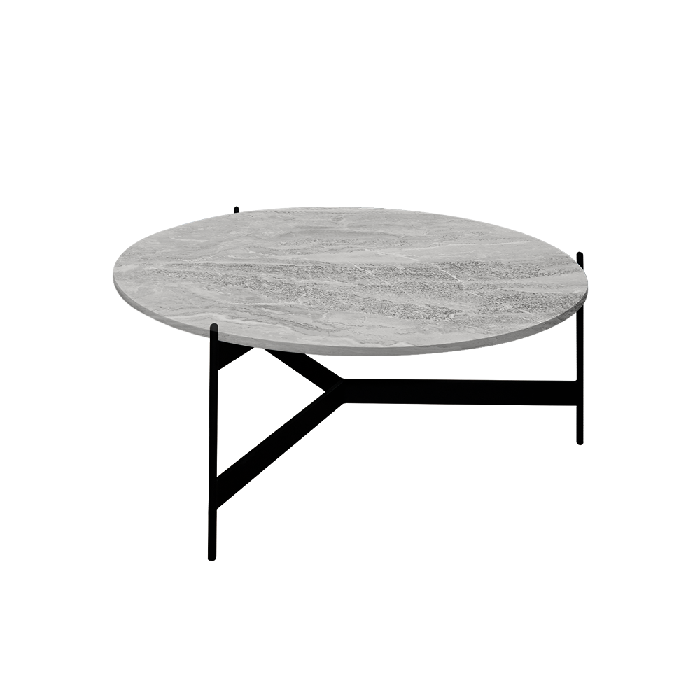 Mix & Match Round Marble Coffee Table with Black Y-shaped Metal Base