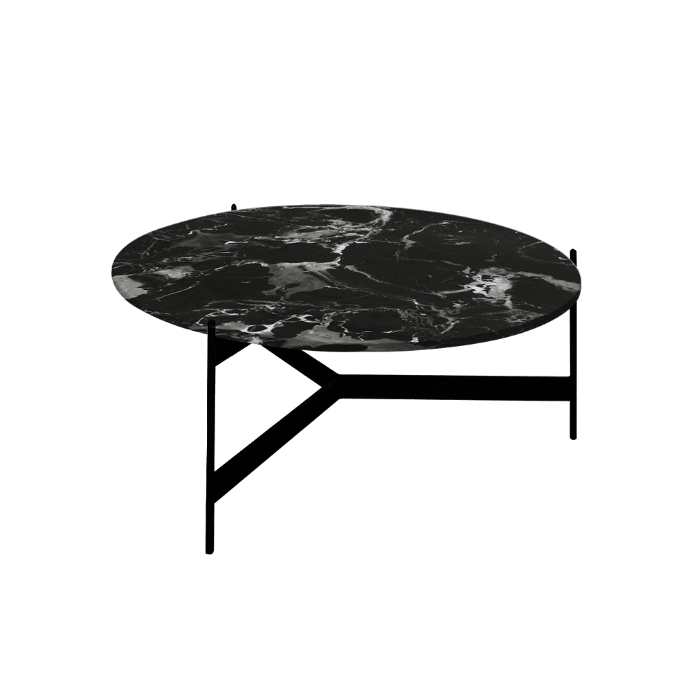 Mix & Match Round Marble Coffee Table with Black Y-shaped Metal Base