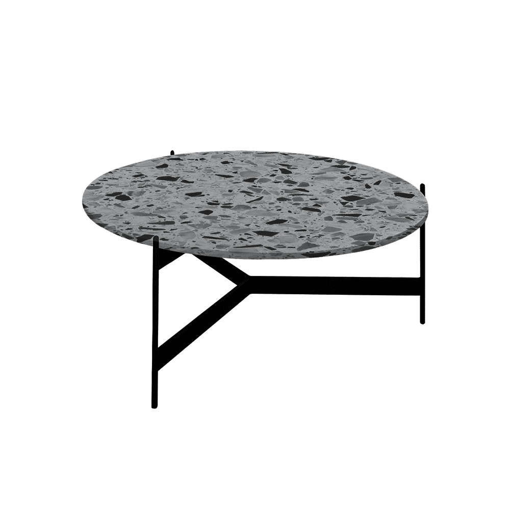 Mix & Match Round Marble Coffee Table with Black Y-shaped Metal Base