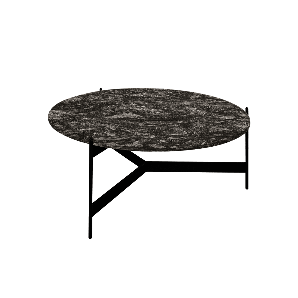 Mix & Match Round Marble Coffee Table with Black Y-shaped Metal Base