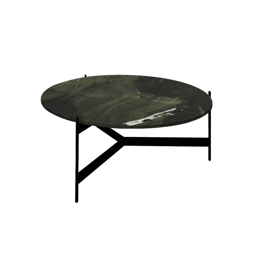 Mix & Match Round Marble Coffee Table with Black Y-shaped Metal Base