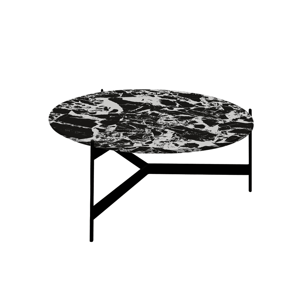 Mix & Match Round Marble Coffee Table with Black Y-shaped Metal Base