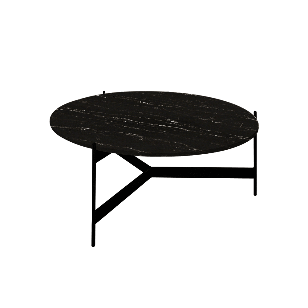 Mix & Match Round Marble Coffee Table with Black Y-shaped Metal Base
