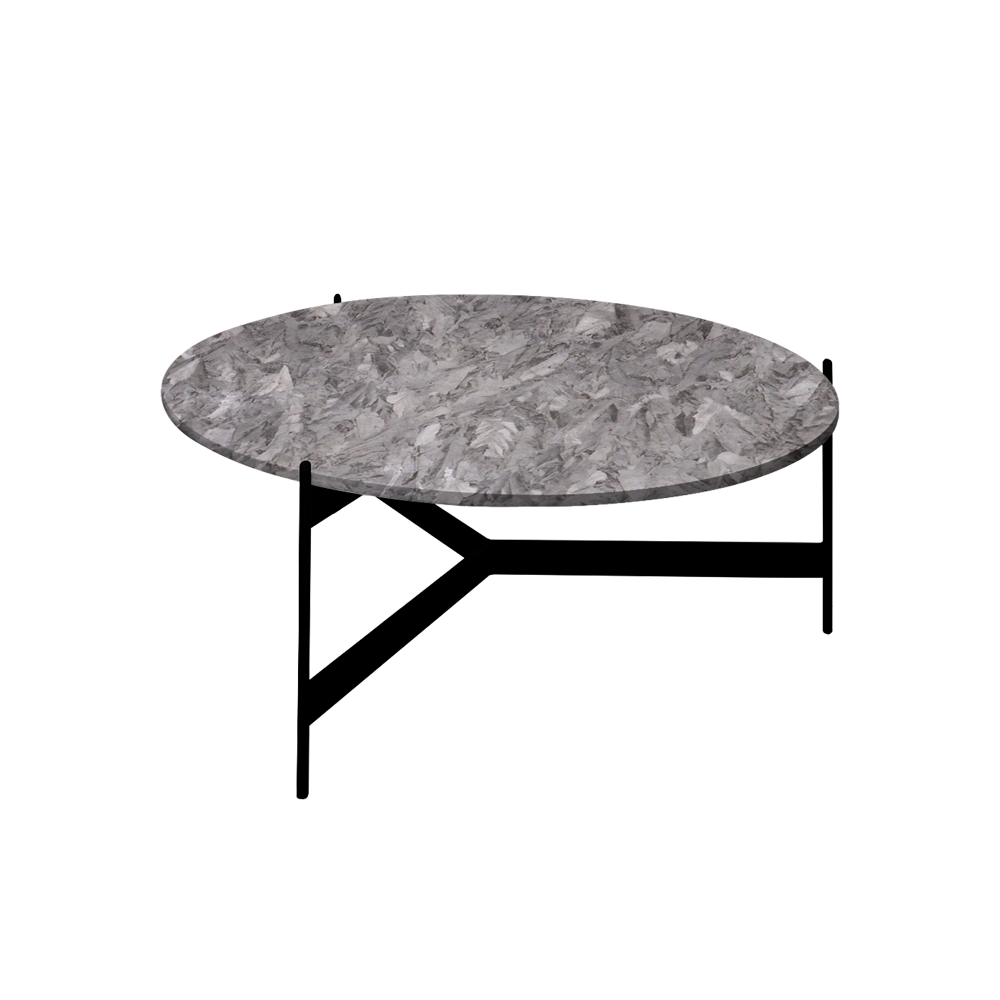 Mix & Match Round Marble Coffee Table with Black Y-shaped Metal Base