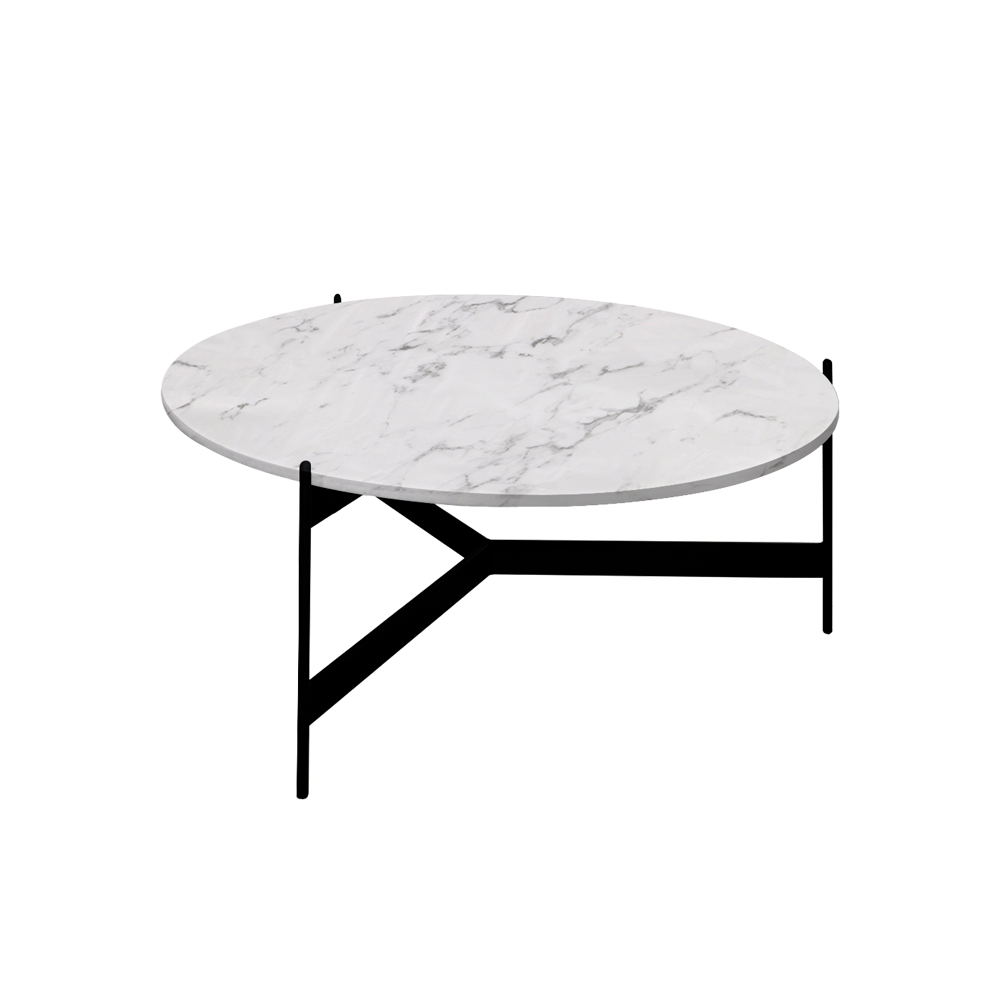 Mix & Match Round Marble Coffee Table with Black Y-shaped Metal Base